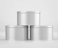 White Round Tin Can Mockup, Blank food Container, 3d Rendering isolated on light gray background Royalty Free Stock Photo
