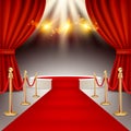 Winners podium with red carpet vector realistic illustration Royalty Free Stock Photo