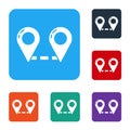 White Route location icon isolated on white background. Map pointer sign. Concept of path or road. GPS navigator. Set
