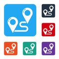 White Route location icon isolated on white background. Map pointer sign. Concept of path or road. GPS navigator. Set