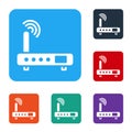 White Router and wi-fi signal icon isolated on white background. Wireless ethernet modem router. Computer technology