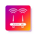 White Router and wi-fi signal icon isolated on white background. Wireless ethernet modem router. Computer technology