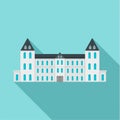 White royal castle city icon, flat style Royalty Free Stock Photo