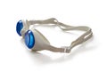 White rubber swimming goggles with blue glasses Royalty Free Stock Photo