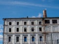 Destroyed building against the blue sky Royalty Free Stock Photo