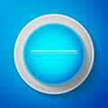 White Ruler icon isolated on blue background. Straightedge symbol. Circle blue button with white line. Vector