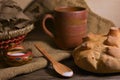 White rural bread on a wooden table