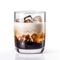White Russian cocktail with coffee beans. Refreshing white Russian cocktail.