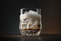 White russian cocktail, fresh, cold alcoholic beverage. Closeup of cool drink in glass. Generative Ai.
