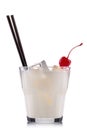 White russian cocktail in old fashioned glass isolated on white background