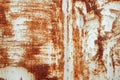 White Rust Metal Decayed Crumpled Sheet Wide Background. Royalty Free Stock Photo