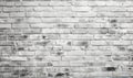 White Rustic Texture. Retro Whitewashed Old Brick Wall Surface. Vintage Structure. Grungy Shabby Uneven Painted Plaster