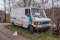 White, rusty Mercedes Van model TN 207 D..