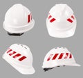 White safety helmet. Construction hard hat.