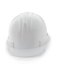 White safety helmet on white, hard hat isolated clipping path. Royalty Free Stock Photo