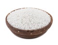 White Sago Pearls in Wooden Bowl