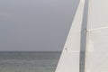 White sail yacht by the seashore, Black Sea, Zatoka, Odesa, Ukraine