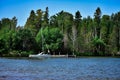 White Sailboat Docked on Lake Superior Royalty Free Stock Photo