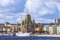 White sailboat on the embankment near the Assumption courtyard of the Vvedensky monastery Optina Deserts