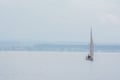 White Sailboat Fog Landscape Alone Lake Bodensee Friedrichshafen Royalty Free Stock Photo