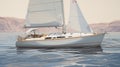 Realistic Watercolor Sailboat Drawing With Detailed Engraving