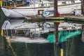 White Sailboat Reflection Gig Harbor Washington State Royalty Free Stock Photo