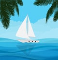 White sailboat sailing in blue clear water nature adventure holiday