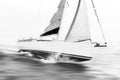 White sailboat taking speed during start Royalty Free Stock Photo