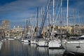 White sailboats in the harbor in Marseille Royalty Free Stock Photo