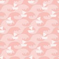 White sailboats pink ocean seamless vector pattern Royalty Free Stock Photo