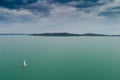 White sailing boat in Lake Balaton Royalty Free Stock Photo