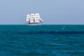 White sailing vessel floating in Black sea Royalty Free Stock Photo