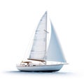 White sailing yacht isolated on white created with Generative AI. Big boat to sail the oceans. Royalty Free Stock Photo