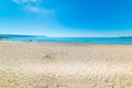 White sand anad blue sea in Le Bombarde beach Royalty Free Stock Photo