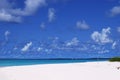 White sand beach and blue blue sky