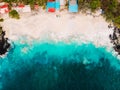 White sand beach with coconut palms and turquoise ocean. Royalty Free Stock Photo