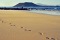 White sand beach in Corralejo, Fuerteventura, Cana Royalty Free Stock Photo