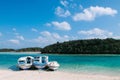 White sand beach crystal clear turquoise water at Kabira Bay, Is Royalty Free Stock Photo