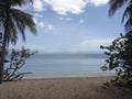 The white sand beach and the heavenly turquoise sea