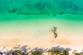 White sand beach and lagoon with turquoise water, aerial view. Boracay island Grotto, Willy`s Rock. Royalty Free Stock Photo