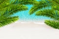 White sand beach and tropical sea with palm tree. Royalty Free Stock Photo