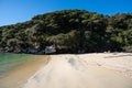 White sand beach in the Abel Tasman National Park, Bark Bay, New Zealand Royalty Free Stock Photo