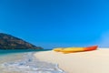 White sand beaches with kayaks on the beach Royalty Free Stock Photo