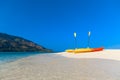 White sand beaches with kayaks on the beach Royalty Free Stock Photo