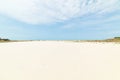 White sand blue sky. beautiful beach surface texture background Royalty Free Stock Photo