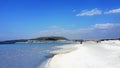 White sand in Burdur Salda lake. Limestone beach