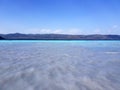 White sand in Burdur Salda lake. limestone beach Burdur turkey