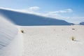 White sand dunes and blue cloudy sky in New Mexico desert Royalty Free Stock Photo