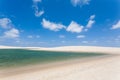 White sand dunes panorama from Lencois Maranhenses National Park, Brazil Royalty Free Stock Photo