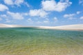 White sand dunes panorama from Lencois Maranhenses National Park, Brazil Royalty Free Stock Photo